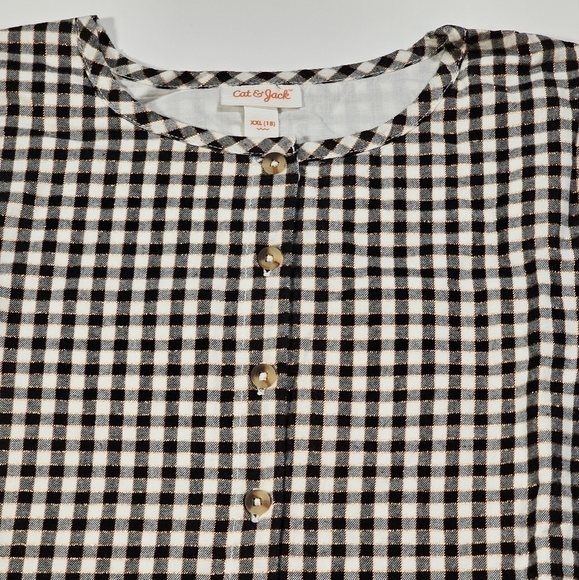Cat & Jack Girls Dress Black White Gold Gingham Print Plaid Size XXL (18) - Picture 4 of 11